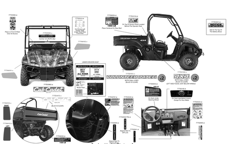 Label Map Diagram and Parts List for 747EFI4X4 (37AM487D010)(2018) Cub Cadet Lawn Tractor Accessories